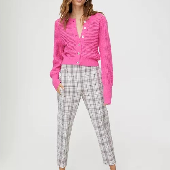 Wilfred Darontal Pants Plaid Brown Yellow Check Cropped Ankle Length - Picture 2 of 11